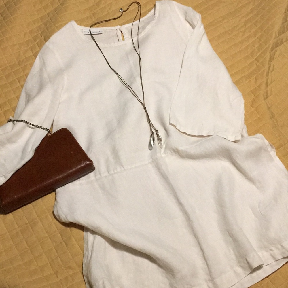 Bryn Walker S White Linen Split Side Tunic